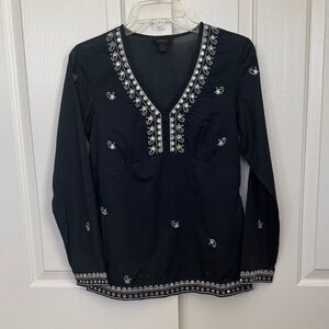 Women Express Embroidered Black V-Neck bohemian style Top